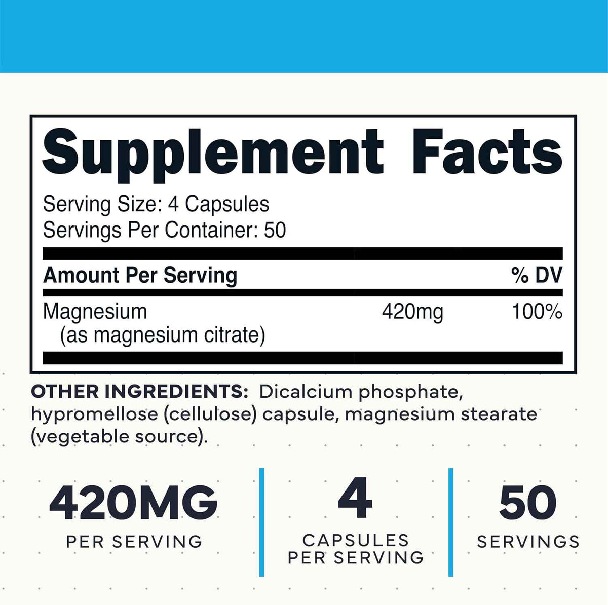 Type Zero Clean Magnesium Citrate (420mg) 200 Capsules, Gluten-Free - Pure Magnesium Citrate Supplement, GMO-Free, 50 Servings