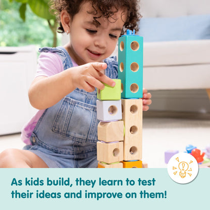 Melissa & Doug Blockables™ Town Snap and Play, Mix and Match Connectable Wooden Building Blocks Play Set Toy for Preschool Boys and Girls (73 Pcs)