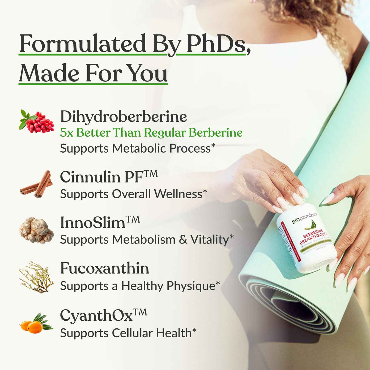 BIOptimizers Berberine Breakthrough Supplement - Metabolic Support –Healthy Metabolism - 60 Capsules - Vegetarian, Gluten-Free, Soy-Free