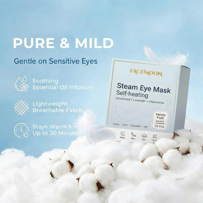 FACEMOON Self Heating Steam Eye Masks - Unscented (16 Packs)