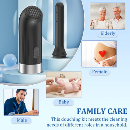 Enema Douches for Men Women, Automatic Anal Douche Cleaner with 3 Speeds, Silicone Enema Nozzles