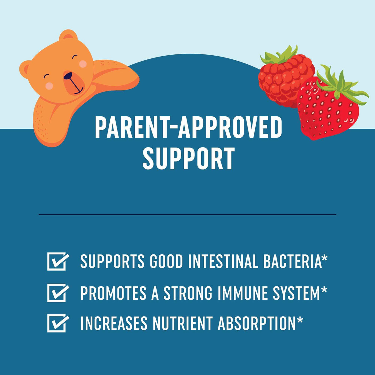 Kids Probiotic Gummies - 2 Billion Probiotics + 100mg Prebiotic Fiber for Immune & Digestion Support - Low Sugar Per Serving - For Children Ages 2+ - Gluten-Free