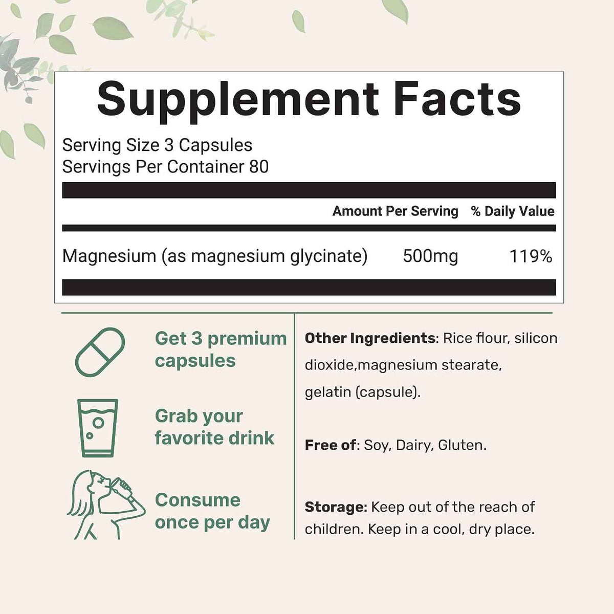 Micro Ingredients Magnesium Glycinate 500mg Per Serving, 240 Capsules - Potent Elemental Form, Chelated, High Absorption - Healthy Muscle, Bones, & Mood Support Supplement - Non-GMO