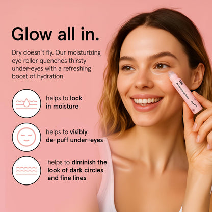 Grace & Stella Under Eye Brightener - 15ml (0.51oz) - Rose Quartz Rollerball Eye Serum with Hyaluronic Acid & Caffeine