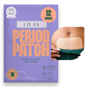 LILAS Period Cramps Pain Relief Patch, 10 Pack - Instant Relief for Menstrual Cramp, PMS, Endometriosis & PCOS - 12-Hour Comfort - Natural & Vegan Topical Patches - Trusted Formula & Upgraded Design