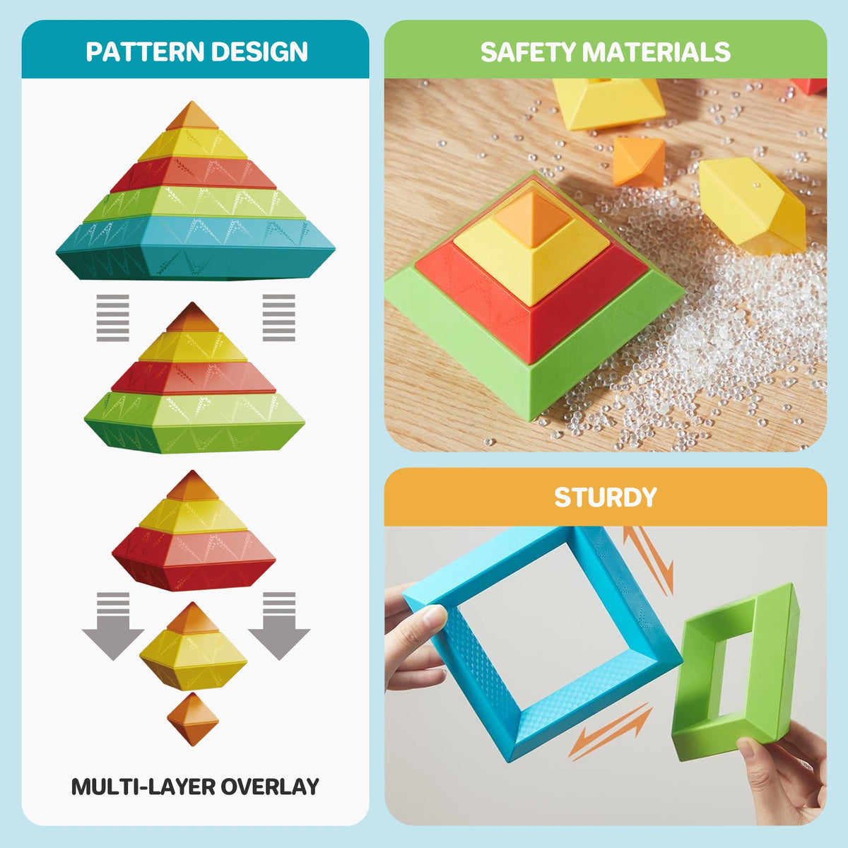 TEANXU 64-Piece Building Blocks Set, Pyramid Stacking Toys for Toddlers