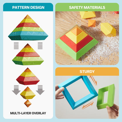 TEANXU 64-Piece Building Blocks Set, Pyramid Stacking Toys for Toddlers