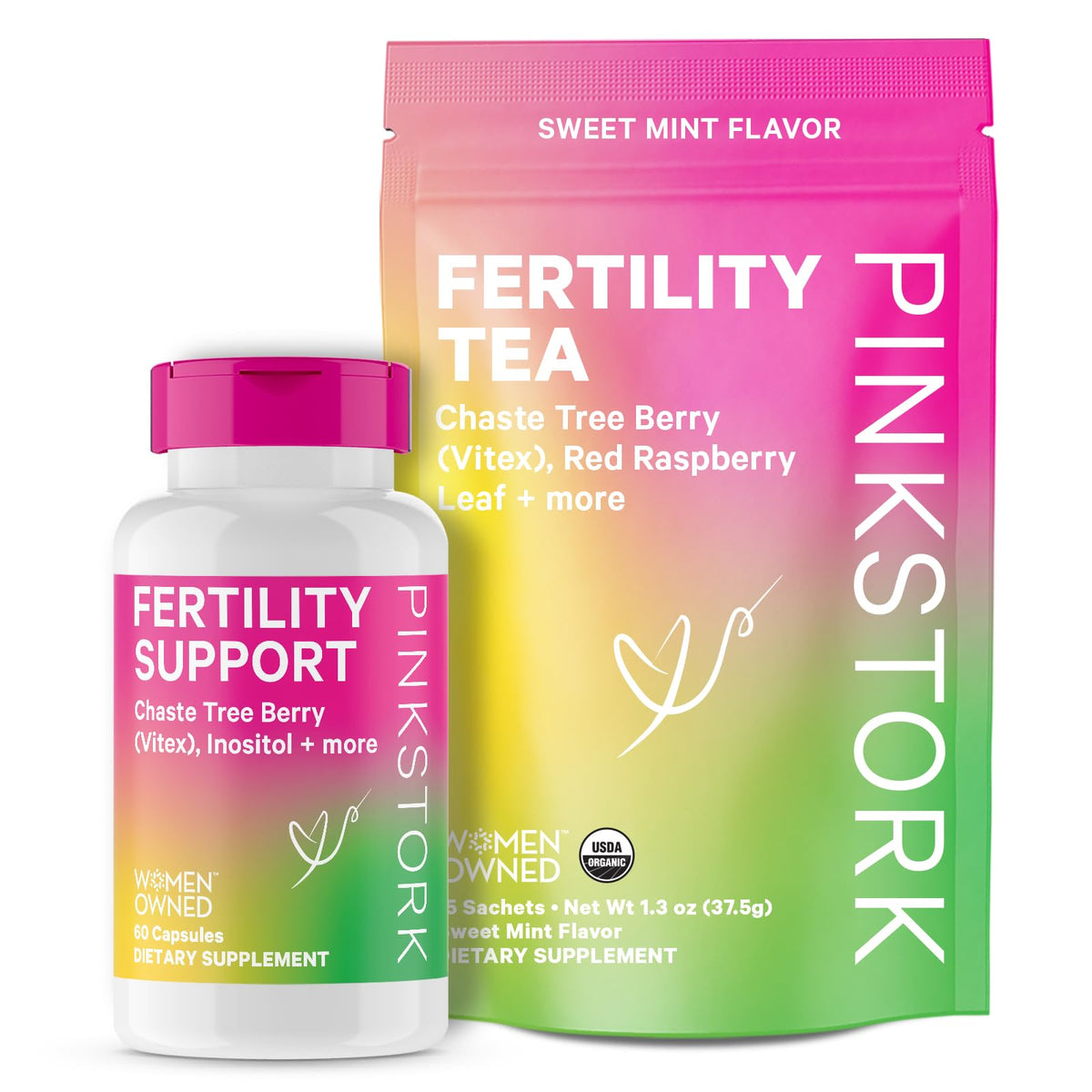 Pink Stork Fertility Bundle - Conception Tea and Supplements for Women, Prenatal Vitamins