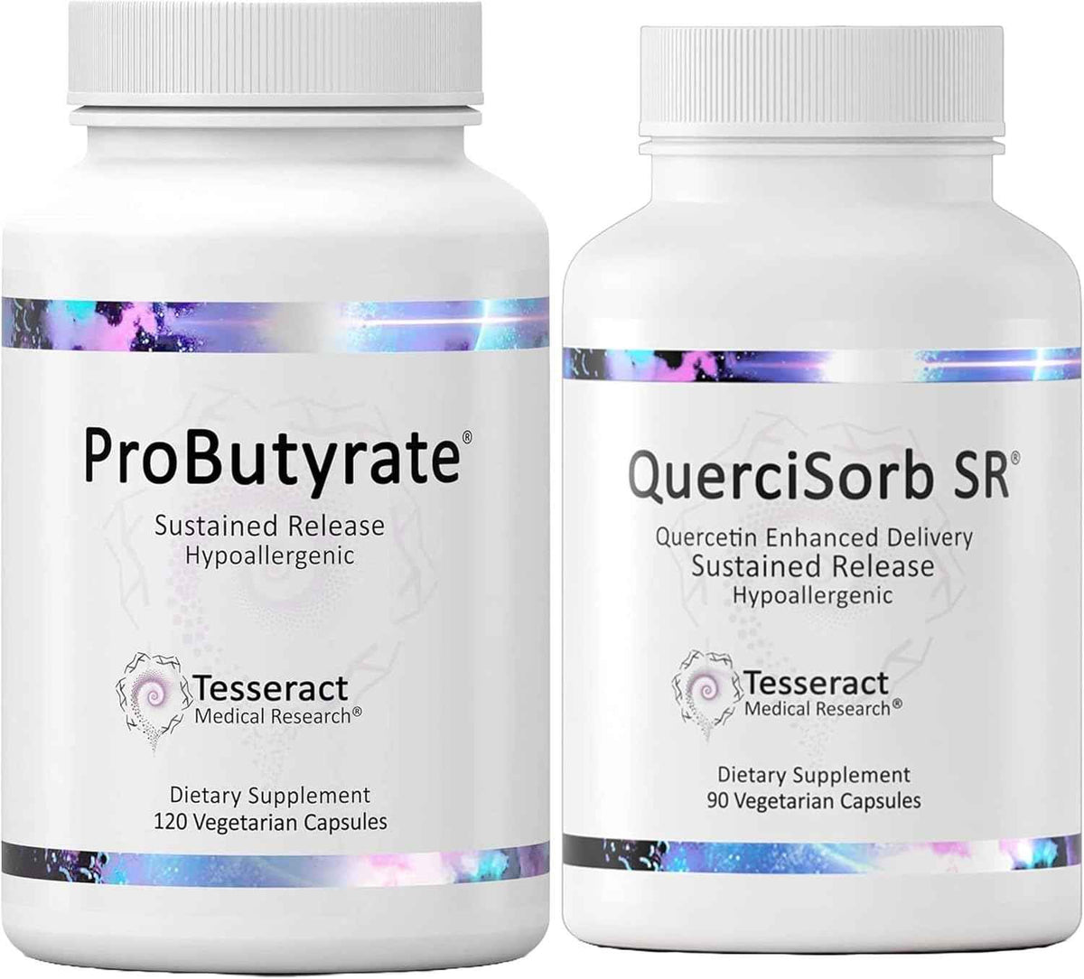 Tesseract Gut & Immune Support Bundle - ProButyrate 600mg & QuerciSorb SR Quercetin 400mg, 120 + 90 Capsules, Gastrointestinal & Immune Health, Hypoallergenic