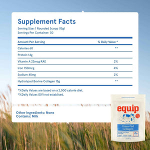 Equip Foods Prime Protein Powder Vanilla & Grass Fed Collagen Powder Unflavored