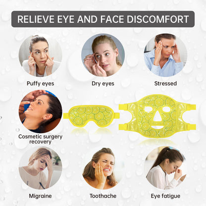 ZNÖCUETÖD Eye & Face Ice Mask (Lemon Yellow) – Cooling Gel Pack for Puffiness, Dark Circles, Migraine Relief & Sinus Pain | Soft Plush Backing