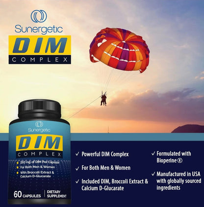 Sunergetic Premium DIM Supplement– 150mg DIM (diindolylmethane), Broccoli