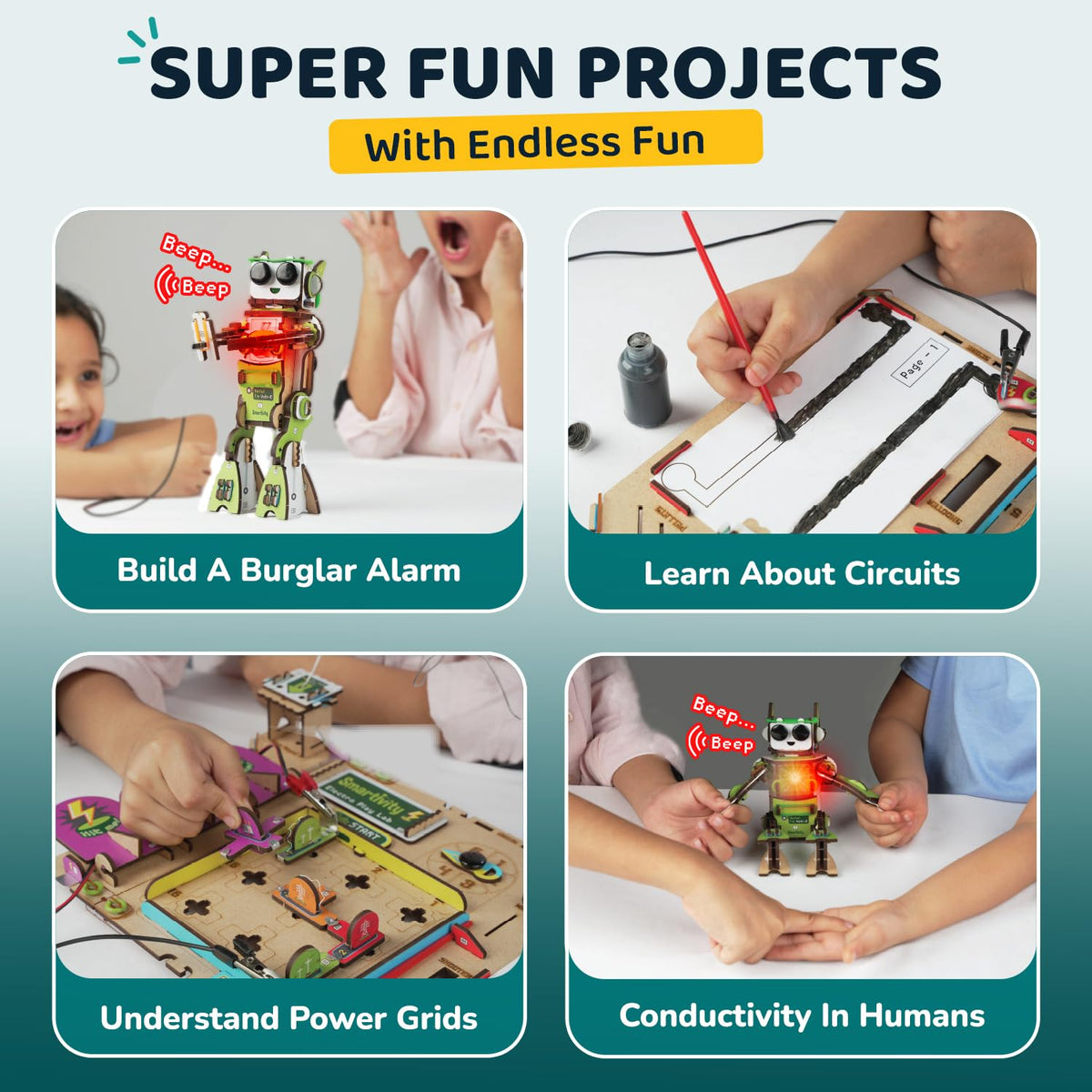 Smartivity Electro Play Lab for Kids | 8+ Circuit Experiments + Build Electric Robot Volt-E with Light & Sound | DIY Electricity STEM Kit | Birthday Gift Boys & Girls 8 9 10 11 12 13 14