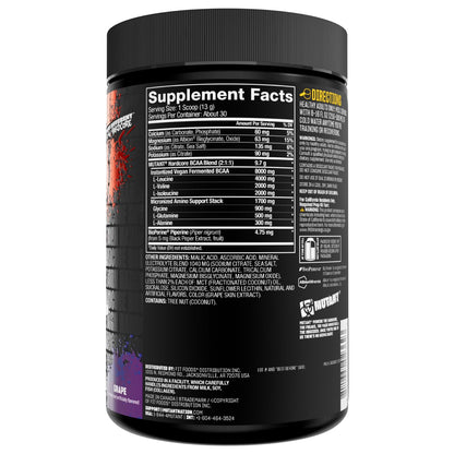 Mutant Hardcore BCAA - Pre, Intra or Post Workout - BCAA Next Level branched-Chain Amino Acids Supplement - Hydration + Recovery - 30 Serving - Blue Raspberry