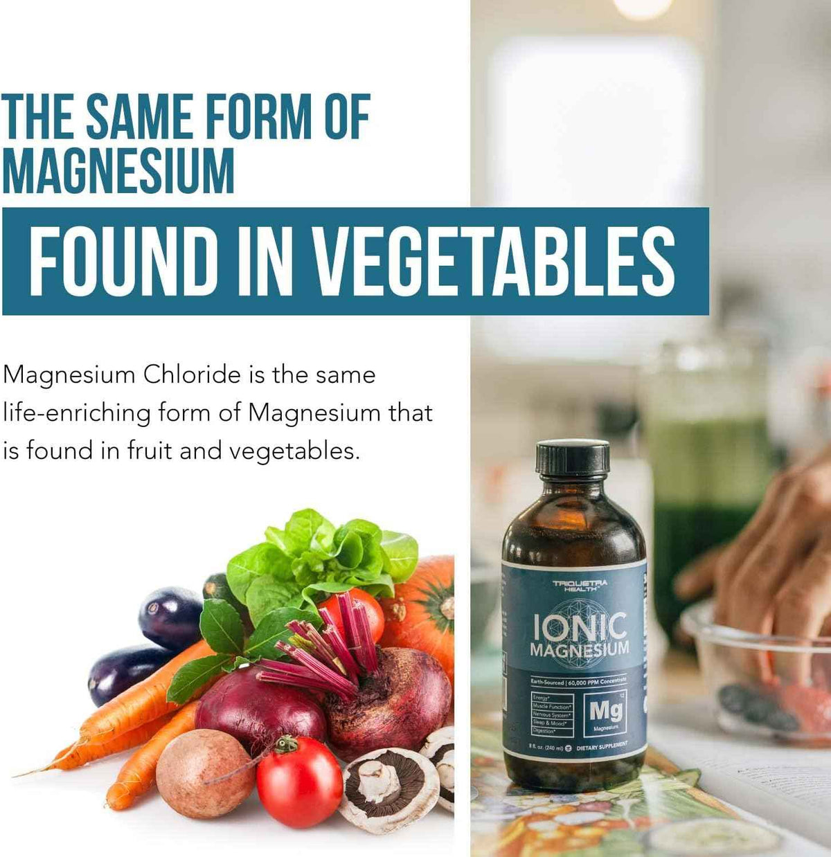 Liquid Magnesium - 8 oz - Ionic Magnesium Chloride, Highest & Fastest Absorption - Calm Mood, Sleep, Muscle Cramps & Spasms, Natural Laxative - Vegan, Glass Bottle (96 Servings)
