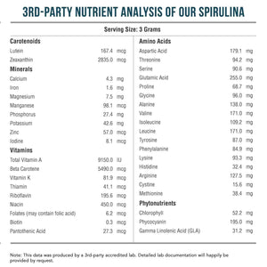Organic Spirulina Tablets (360 Tablets) - Made with Parry Spirulina, The Best Spirulina in the World, Highest Nutrient Density - Non-Irradiated, 3 Organic Certifications (90 Servings)
