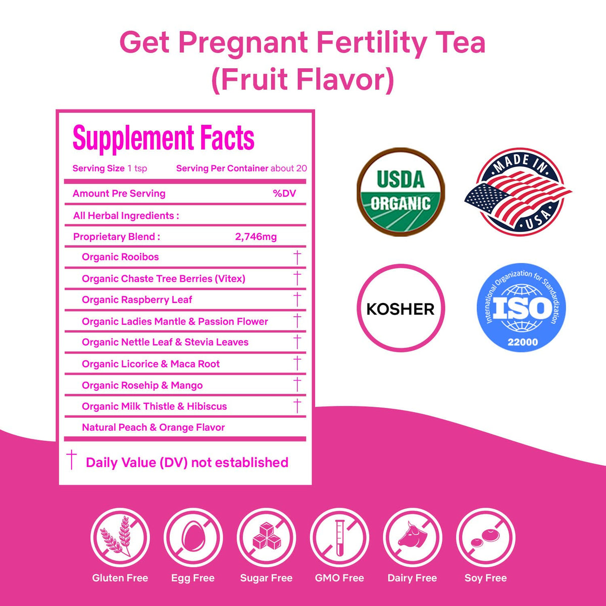 Secrets Of Tea Get Bundle of Fertility Tea Fruit Flavor and Prenatal Vitamin for Women with DHA