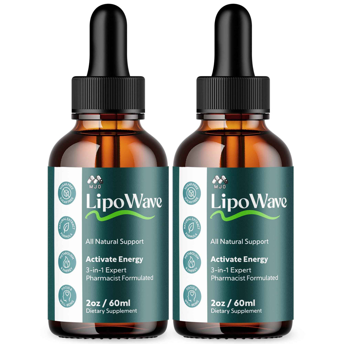 (2 Pack) Lipowave Drops, Official LipoWave Drops with All Natural Ingredients, Advanced Overall Health and Wellness Vitamin Supplement Formula for Maximum Strength Multivitamin Support (60 Servings)