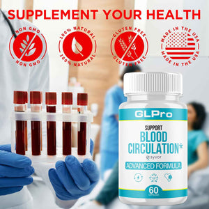GLPro Blood Capsules, Official GLPro Blood Health Support Pills with All Natural Ingredients, Advanced Formula Supplement with Maximum Strength Premium Vitamins for Women and Men (60 Capsules)