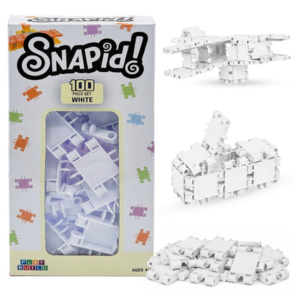 Play Build 100 Piece White Snap Connecting Building Toy Set for Kids