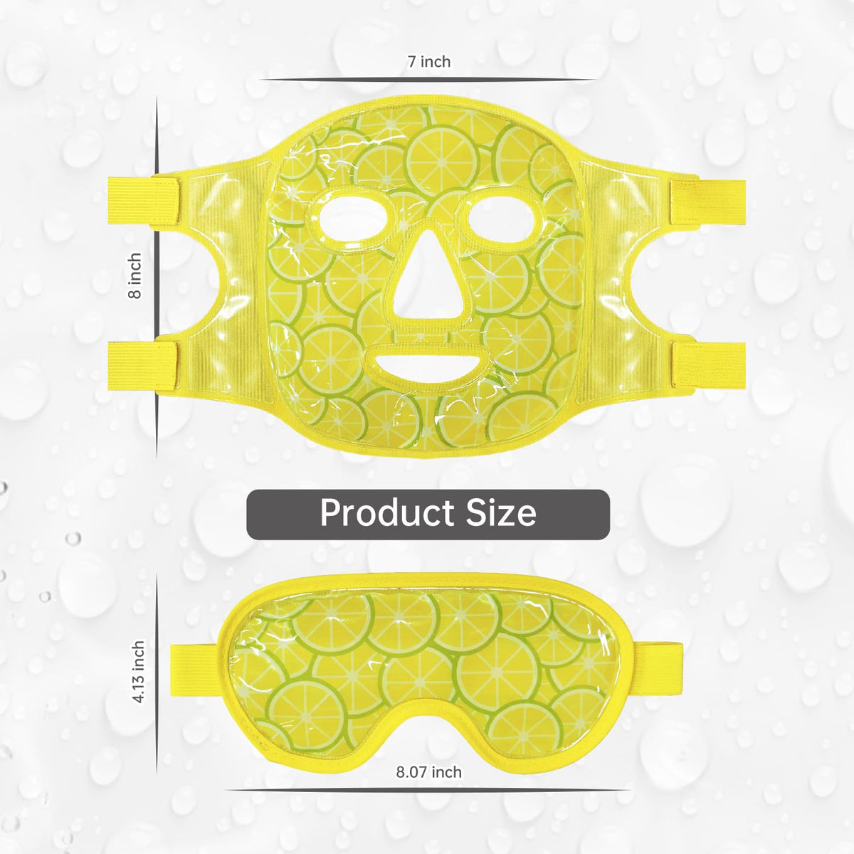 ZNÖCUETÖD Eye & Face Ice Mask (Lemon Yellow) – Cooling Gel Pack for Puffiness, Dark Circles, Migraine Relief & Sinus Pain | Soft Plush Backing