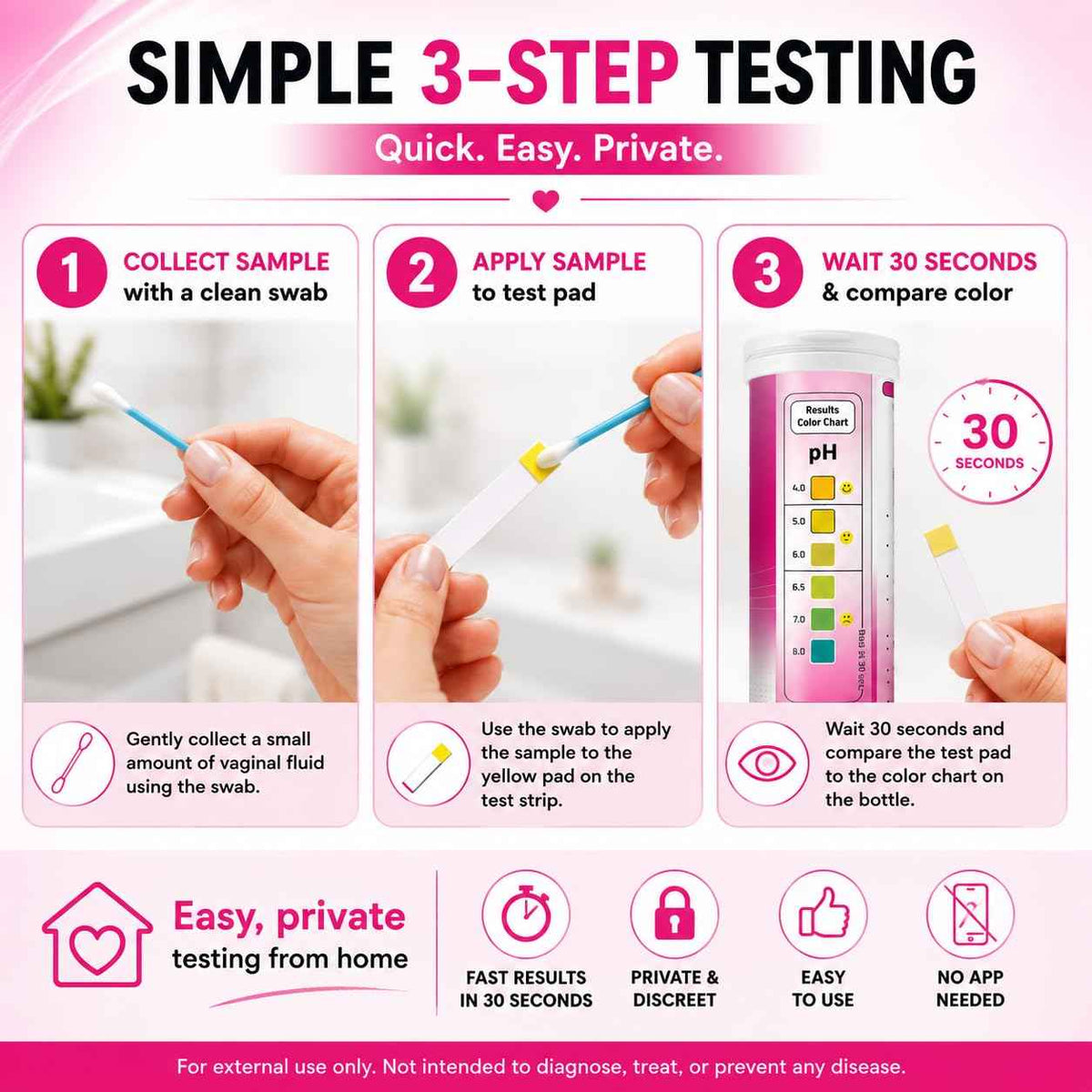 Vaginal pH Test Strips for Women - 50 Count - BV, Yeast & UTI Risk Screening - pH Range 4.0-8.0 - Easy Home Feminine Care Balance Check