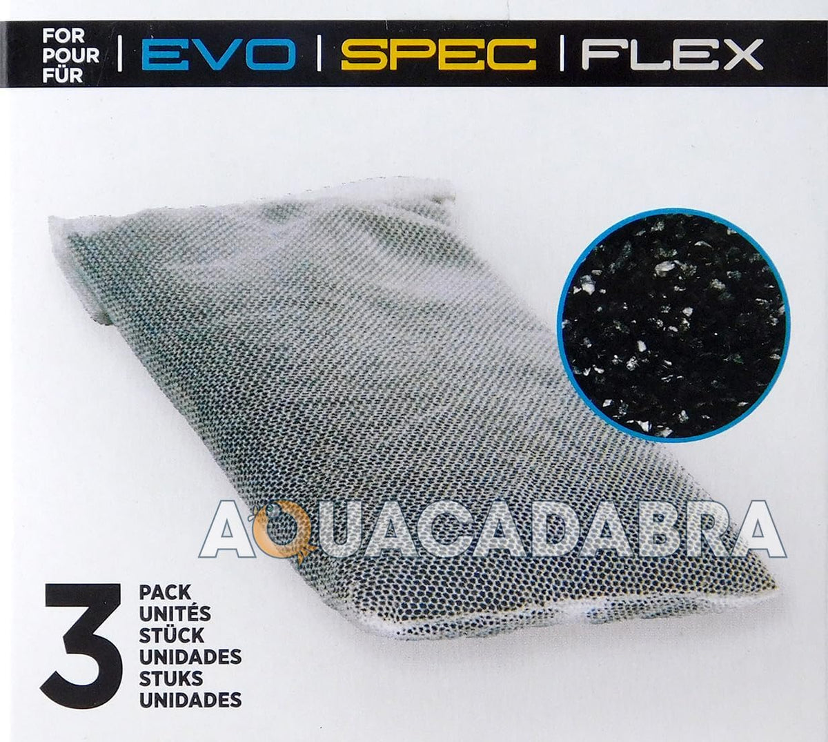 Fluval Spec/Evo/Flex Activated Carbon, Replacement Aquarium Filter Media, 3-Pack, A1377 - Replacement Aquarium Filter Media