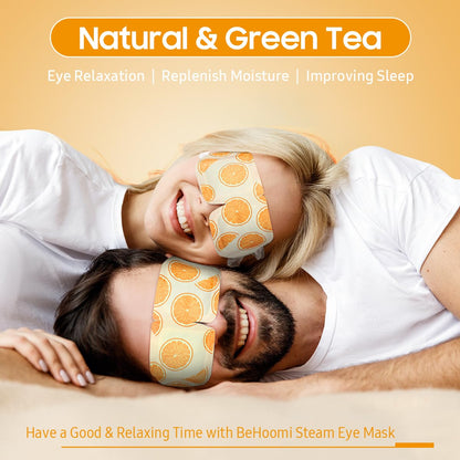 BeHoomi Self Heating Steam Eye Mask – Orange Scented Warm Compress Heated Eye Mask for Sleep, Spa & Relaxation (20 Pack)