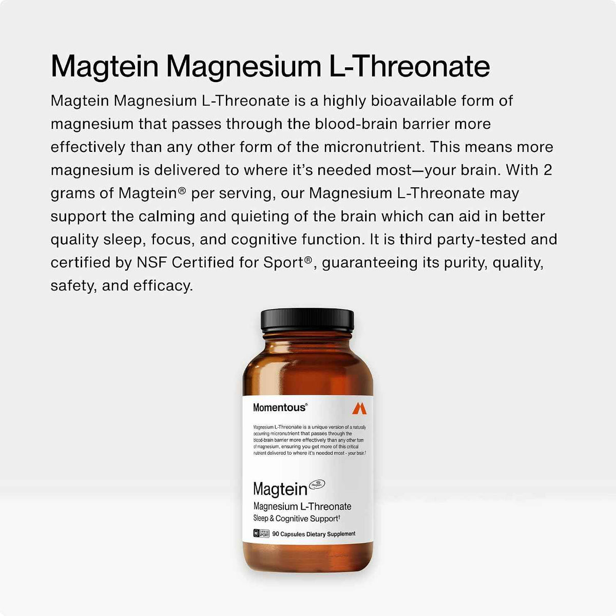 Momentous Magtein Magnesium L-Threonate 145mg, Tongkat Ali for Men and Women Supplement for Health & Wellness, Hormone, Energy & Mood Support - Root Extract Powder, Cognitive Function & Rest Support