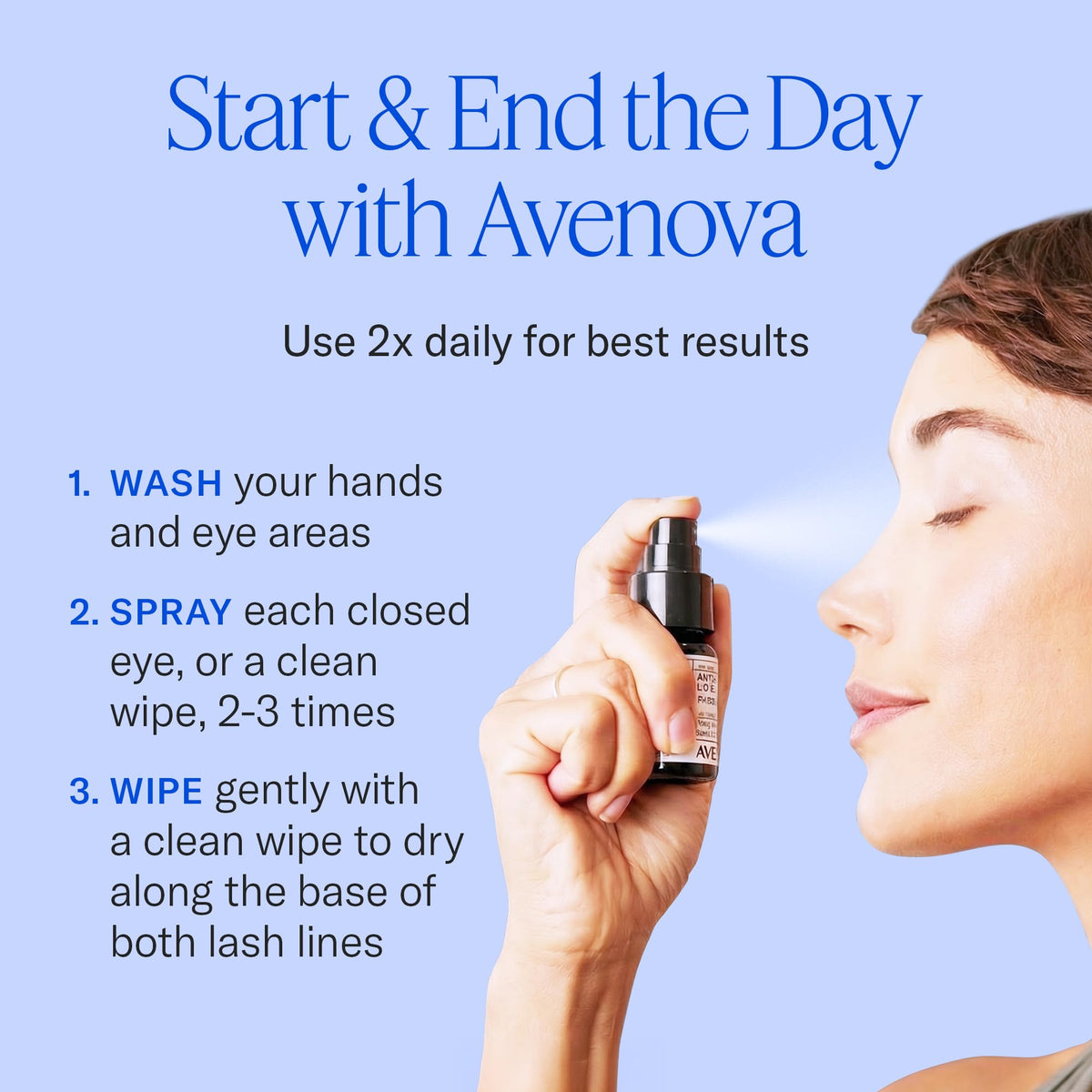 Avenova Eyelid Spray Cleanser for Lid & Lash, 20 ml (3-Pack)