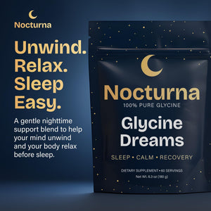 Nocturna Glycine Supplement – 100% Pure 3g Glycine Powder for Sleep, Calm & Recovery – USA Made Sleep Aid for Men & Women – Non-GMO & Completely Natural - 6.3Oz for 60 Servings NocturnaBuy Supplements Australia