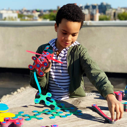 Clixo Rainbow 42 Piece Pack. Flexible Imagination Boosting Magnetic Building Toy. Modular Designs for Hours of STEM Play. Kids Basket Stuffer Gift. Multi-Sensory Magnet Toy, Travel Friendly. Ages 4-99