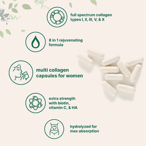 Micro Ingredients 8-in-1 Multi Collagen Capsules & L-Theanine 200mg with Magnesium Glycinate Softgels - Grass-Fed Collagen Peptides - Amino Acid & Mineral Complex Bundle 2 Pack