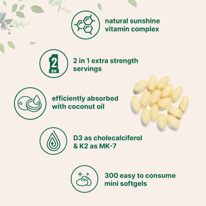 Micro Ingredients Vitamin D3 10,000iu + K2 200mcg Softgels & Pure Triple Magnesium Complex 400mg Capsules - 2 Pack Bundle - Essential D & K Sunshine Vitamins - Glycinate, Malate, & Taurate Forms