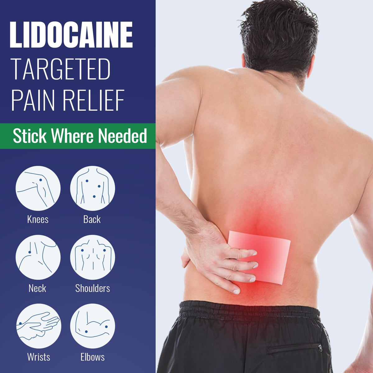 ZEEY 4% Lidocaine Pain Relief Patches, Maximum Strength OTC, for Back, Knee, Neck, Shoulders, Joints, Muscle Soreness, Fast Acting, Topical Anesthetic, Large Gel Patch, 5.5" x 3.94", 40 Count