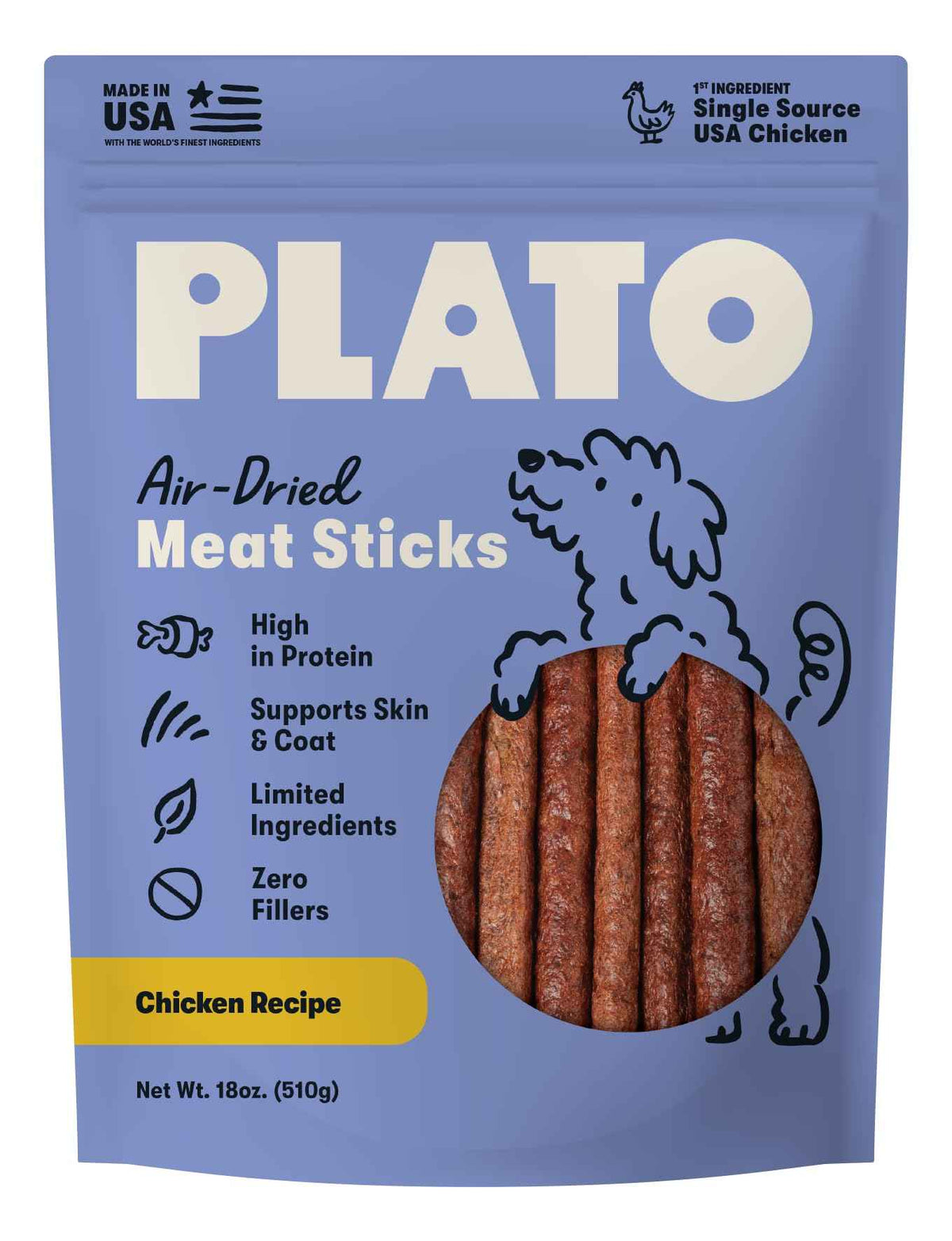 Plato Meat Sticks Salmon Dog - 10 oz