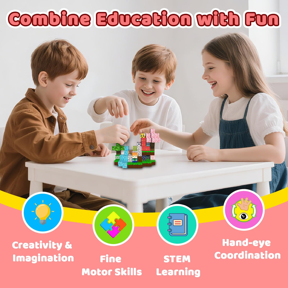 SSAWER 300 PCS Magnetic Blocks - Magnetic Building Blocks, Stacking Magnetic Blocks for Kids, Sensory Toy for STEM Montessori for Kids 3+ Boys and Girls Christmas Birthday Gifts