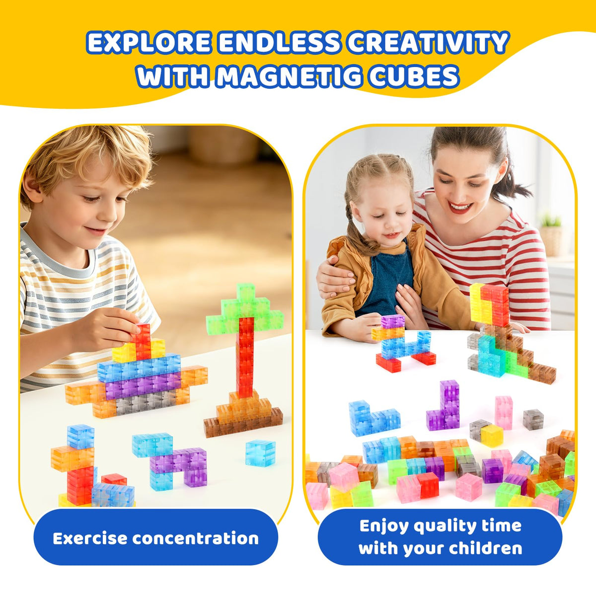 ZHENFINITY 100PCS Colorful Magnetic Building Blocks, STEM Construction Toy