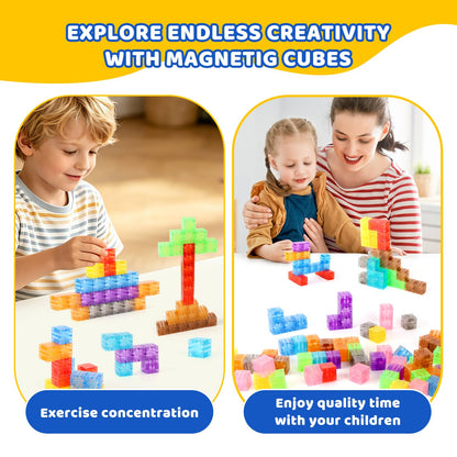 ZHENFINITY 100PCS Colorful Magnetic Building Blocks, STEM Construction Toy