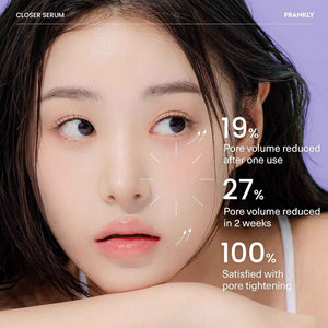 FRANKLY Closer Serum - Pore Minimizer Serum - 9 Peptides, Vegan Collagen, Adenosine, PHA - Korean Pore Minimizer for Glass Skin