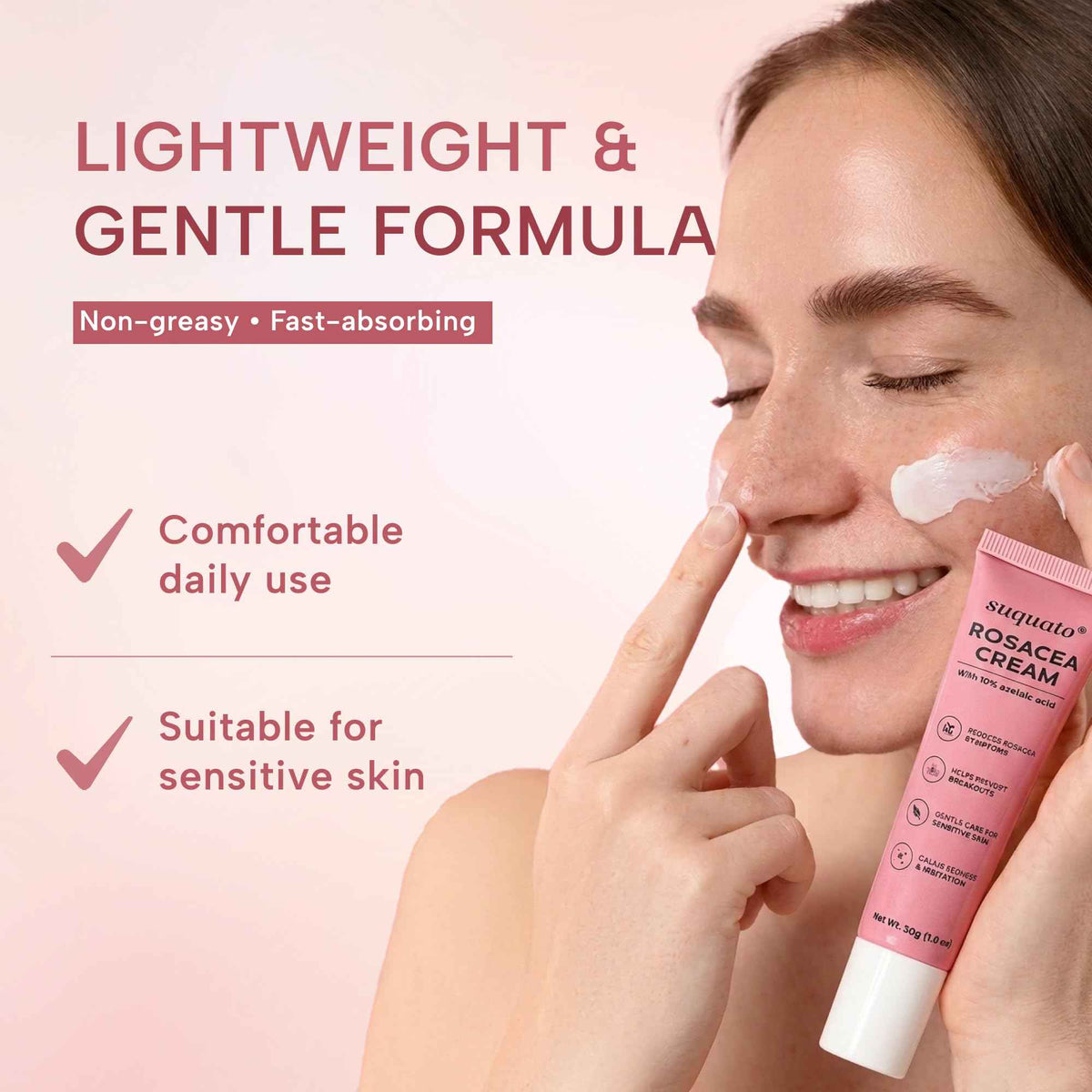 suquato 10% Azelaic Acid Cream - Rosacea Treatment for Face & Redness Reducing Face Cream - Redness & Blemish Care for Sensitive Skin