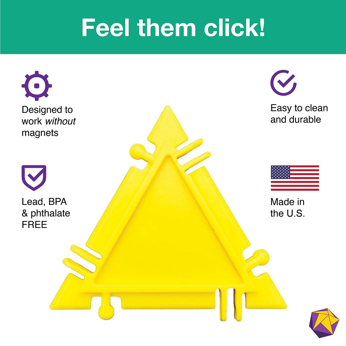 Geometiles 3D Building Set for Learning Math, Includes Many Online Activities,32-pc, Made in USA (Triangle/Rectangle/Square)