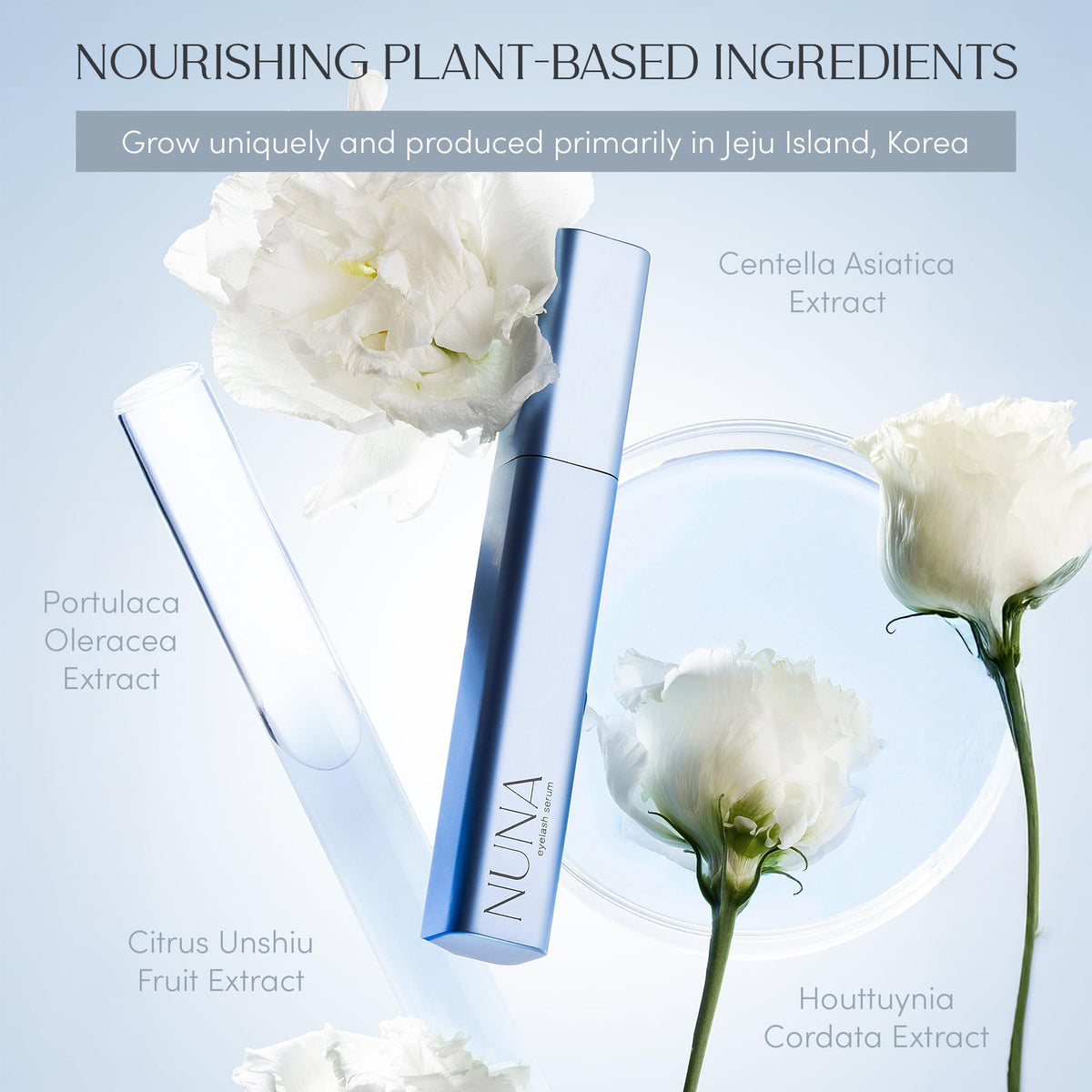 NUNA Eyelash Growth Support Serum 6ml - Eye Lash and Eyebrow Enhancing Serum for Women & Men with Biotin - Korean Multi Peptide & Natural Extracts