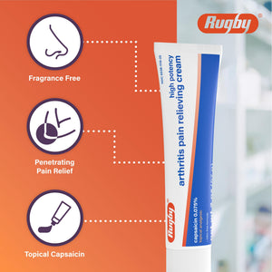 Rugby High Potency Capsaicin 0.075% Cream - Pain Relief Cream for Arthritis - 2 Oz (57g), (1 Pack) RUGBY LABORATORIESBuy Supplements Australia