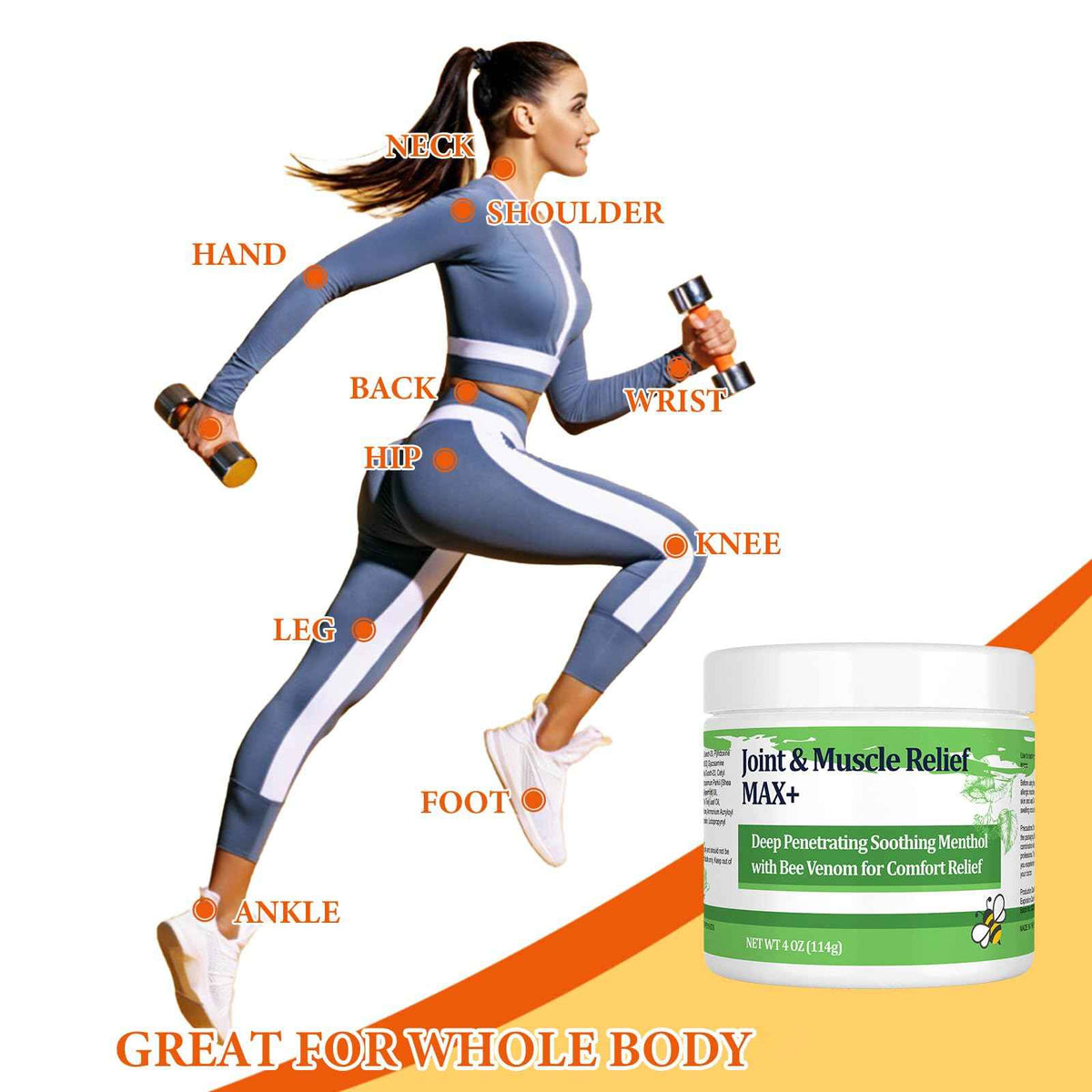 DUBOONAIO Max Energy Bee Venom Cream, Muscle Joint Soothing Cream, Pure Natural, for Back, Neck, Hands, Feet, Shoulder, Leg, Knee, Ankle Care