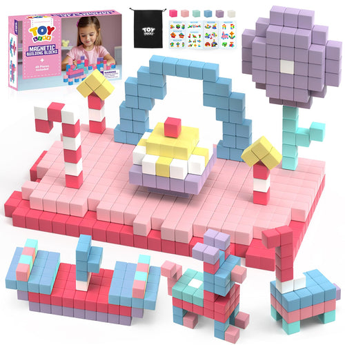TOY Life Pastel Magnetic Blocks, 48-Piece STEM Set, Ages 3-8