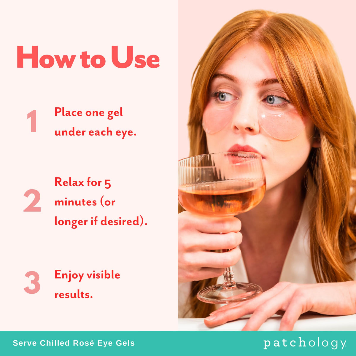 Patchology Serve Chilled Rosé Eye Gels - Hydrating Eye Patches (15 Pairs/Jar)