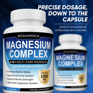 Magnesium Complex, 8 in 1, 1000mg-Glycinate, Citrate, Malate for Easy Absorption, Full Spectrum Magnesium Complex,Supports Relaxation, Sleep & Muscle Function, Magnesio Complex for Women, 180 Capsules BODUNMSCA buy supplements Au