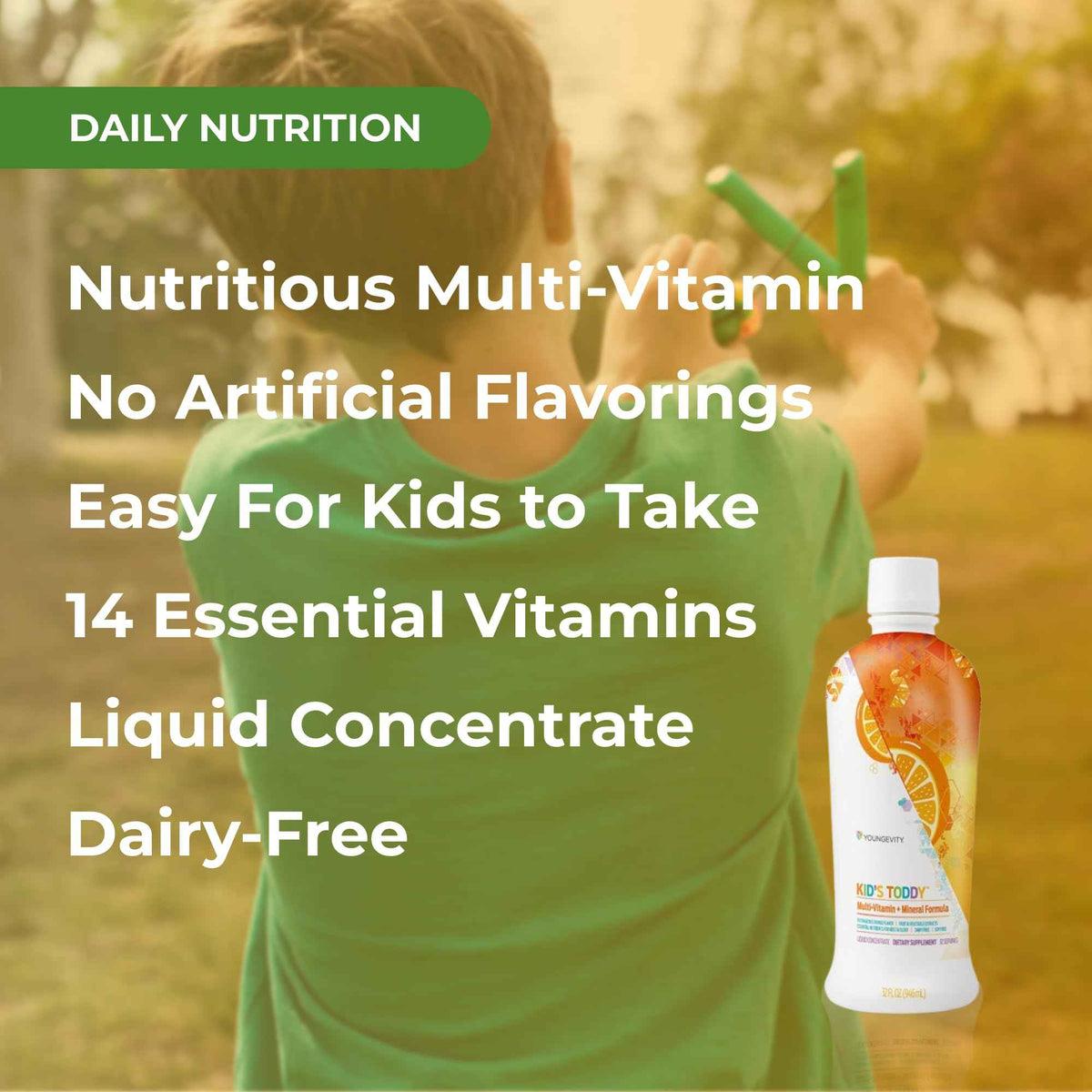 Youngevity Kid's Toddy - Mega Multivitamin for Kids & Children Age 2+ - 14 Vitamins, 10 Minerals, Phytonutrient Blend - Highly Absorbable - Great Tasting Orange 32 Fl Oz (Pack of 2)