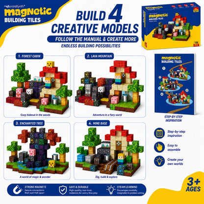Magnetic Building Blocks 150PCS, 0.8in Stacking Cubes STEM Toy Kids Ages 3+